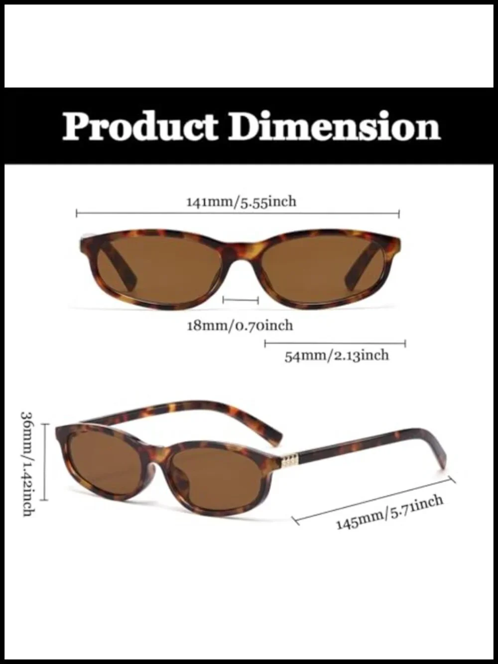 Retro Oval Cat Eye Sunglasses Narrow UV400 Protection Plastic Frame